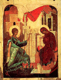 Благовещение Пресвятой Богородицы икона Андрея Рублева