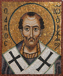 Святитель Иоанн Златоуст (копия). Монастырь Хосиос Лукас. XI в. Греция. Мозаика